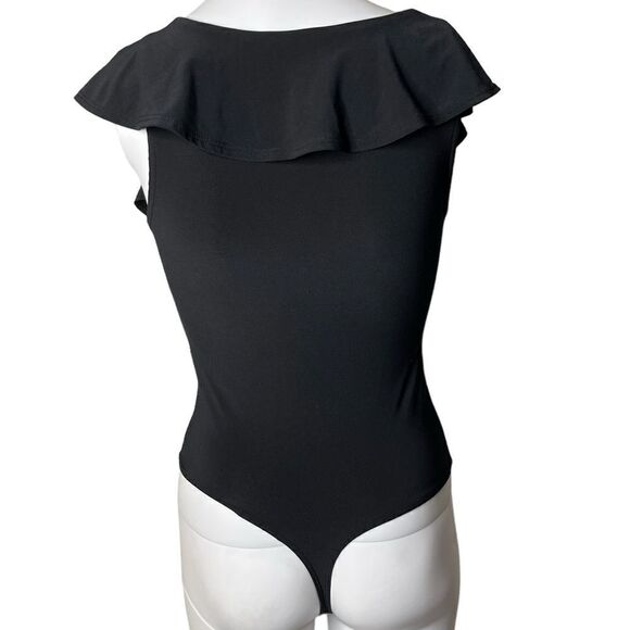 Abound Ruffle V Neck Thong Bodysuit Black Size XS - Picture 3 of 3